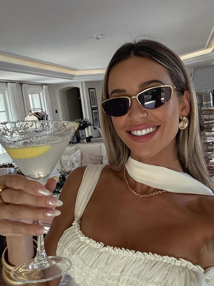 Weird Puss See Through 2-Piece Set Scarf Strapless Top Mesh Irregular Hem+Multi-Pleated Skirt Beach Party Matching Pretty Suits