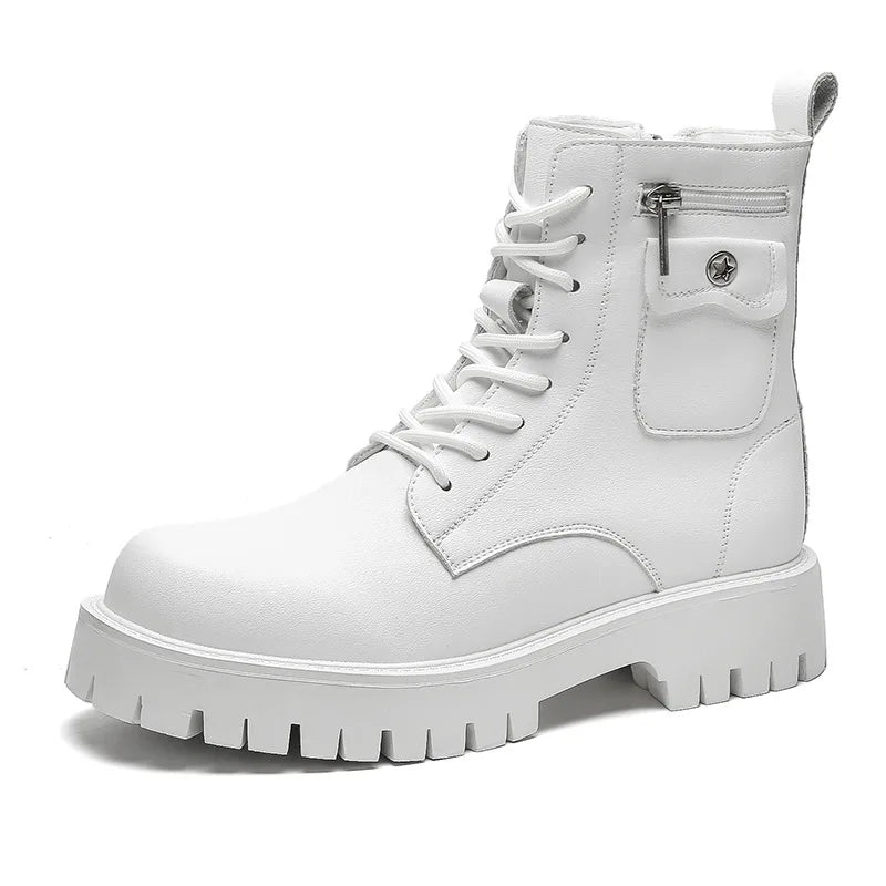 2025 Trend Men Boots Sneakers Outdoor Fashion High Top Wholesale Punk Shoes for Men Casual Leather Street Style Ankle Boots Men