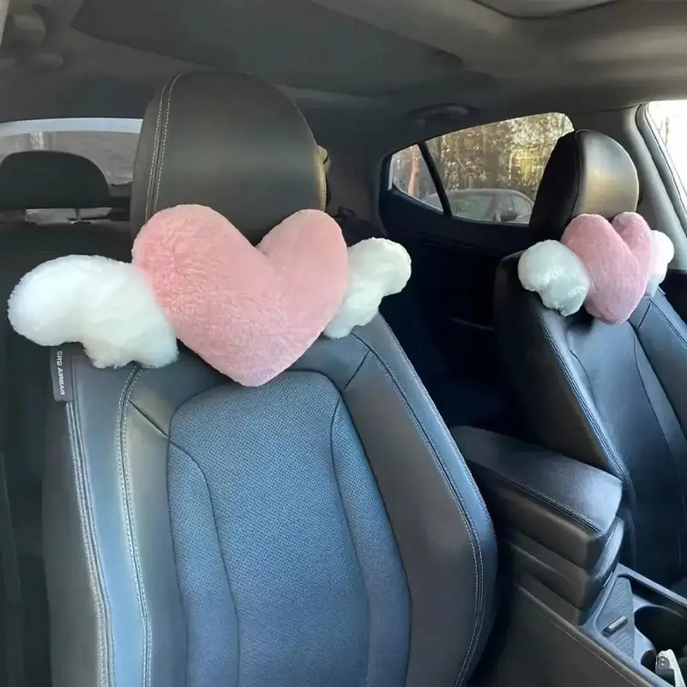 Love Wings Car Headrest Plush Love Neck Pillow Heart-Shaped Plush Style for Your Car Seat Car Accessories
