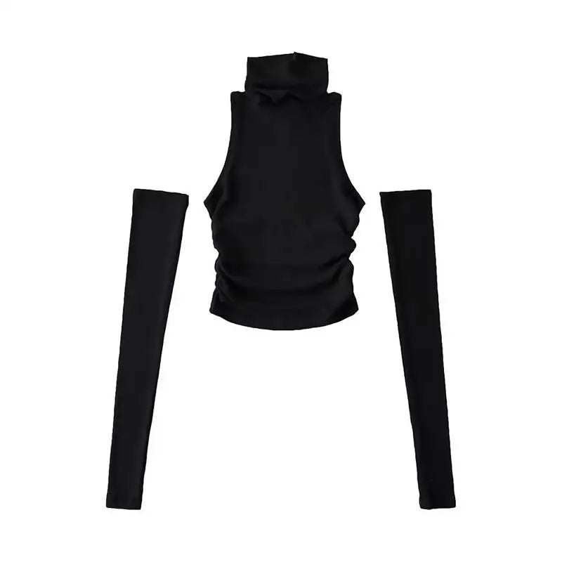 2025 New Spicy Girls Y2k Tops Oversleeve Sexy Turtleneck Tank Top for Women's Slim Fit Short tshirt Skinny Streetwear Crop Top