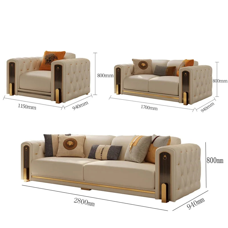 Elegant Luxury Modern Sofa Designs Royal Set Designer Leather Sofa Lounge Loveseat Divano Soggiorno Living Room Furniture