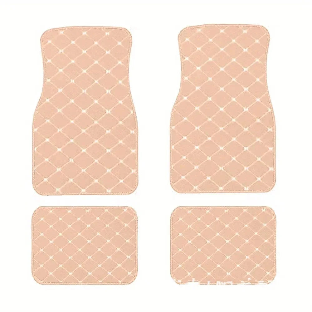 Car Floor Mats 4PCS Universal PU Leather Waterproof Auto Foot Pad Protector Carpet Front and Rear Mats Set Auto Accessories