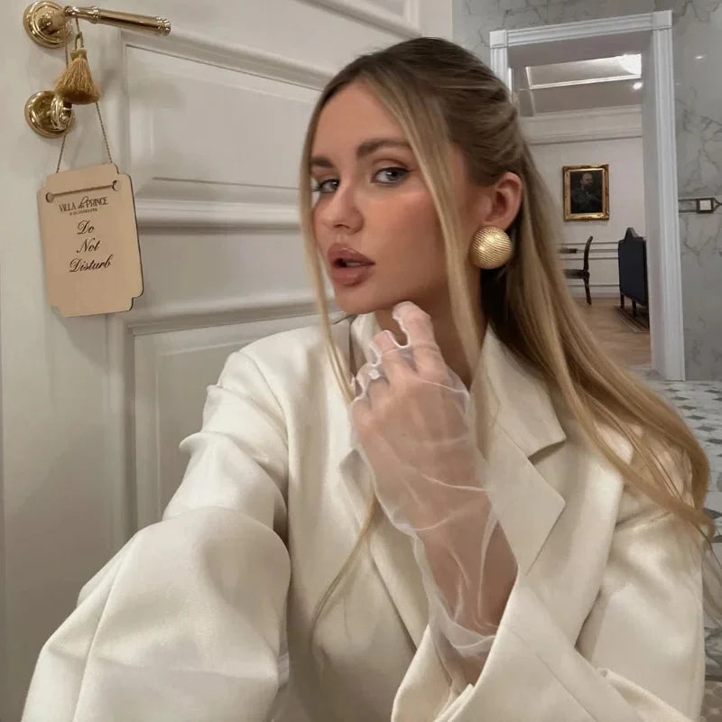 Elegant Blazer Coat Women Fashion Office Lady Waist Cinched Solid Suit Jackets 2025 New Spring Single Breasted Casual Outerwear