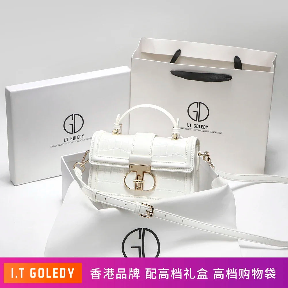 Luxury Designer Bags with High Quality Alligator Printing Leather and Delicate Metal Design Women's Portable Shoulder Bag