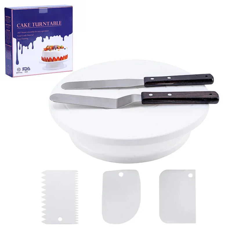Pastry Turntable Kit Cake Decorating Supplies Baking Tools Accessories Rotating Stand Nozzles for Fondant