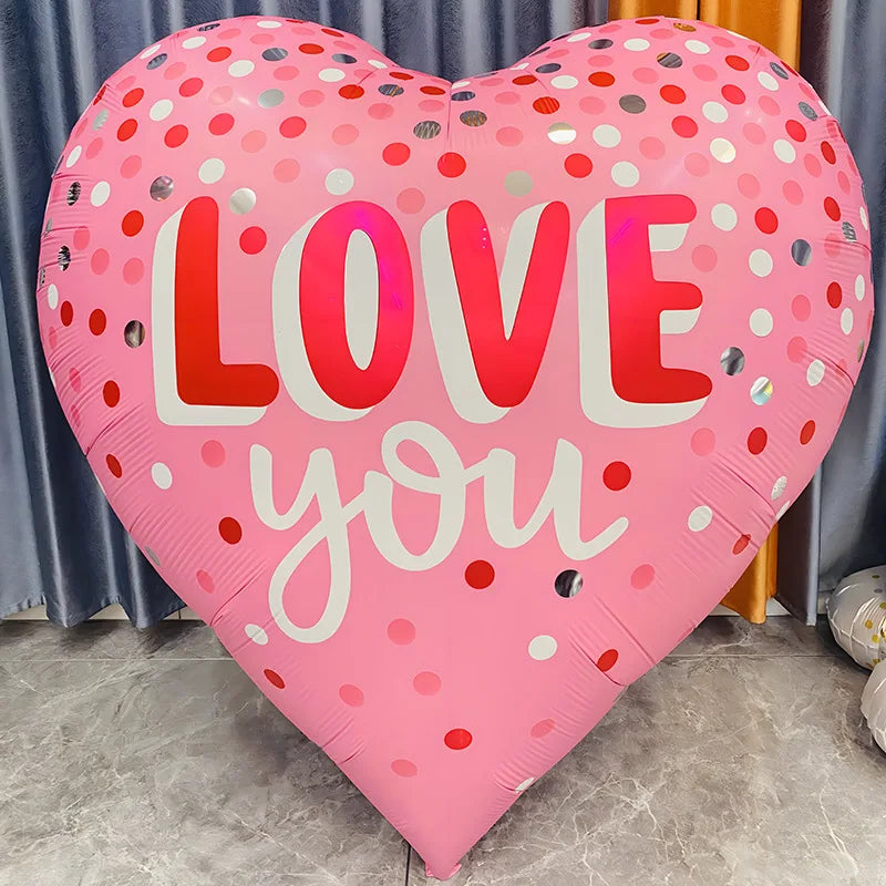 60Inch Heart-Shaped Foil Balloon for Brithday Propose Parties Decoration Oversize Balloon for Valentine's Day Wedding Decor