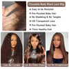 13x6 Chocolate Brown HD Lace Front Human Hair Wigs Body Wave Human Hair Wig 46 Inch 200Density Colored Human Hair Wigs For Women - MAGUSTA BEAUTY