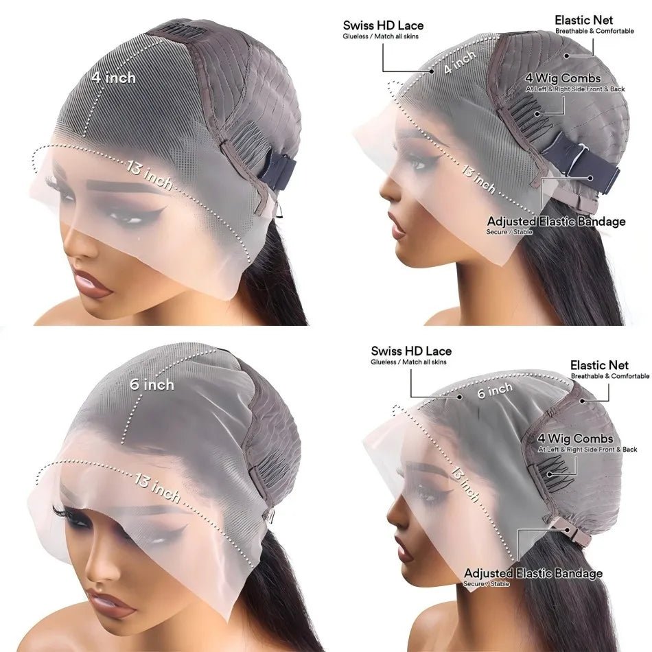 13x6 Lace Front Wigs Human Hair 180 Density Hd Body Wave Lace Frontat Human Hair Wigs For Women Glueless Pre Plucked Black Wig - MAGUSTA BEAUTY