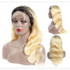 13x6 Lace Frontal Wig Brazilian Straight Human Hair Wig 2 Tone Dark Root 1B 613 Ombre Blonde Lace Front Wigs For Black Women 40" - MAGUSTA BEAUTY