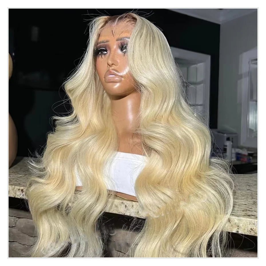 13x6 Lace Frontal Wig Brazilian Straight Human Hair Wig 2 Tone Dark Root 1B 613 Ombre Blonde Lace Front Wigs For Black Women 40" - MAGUSTA BEAUTY