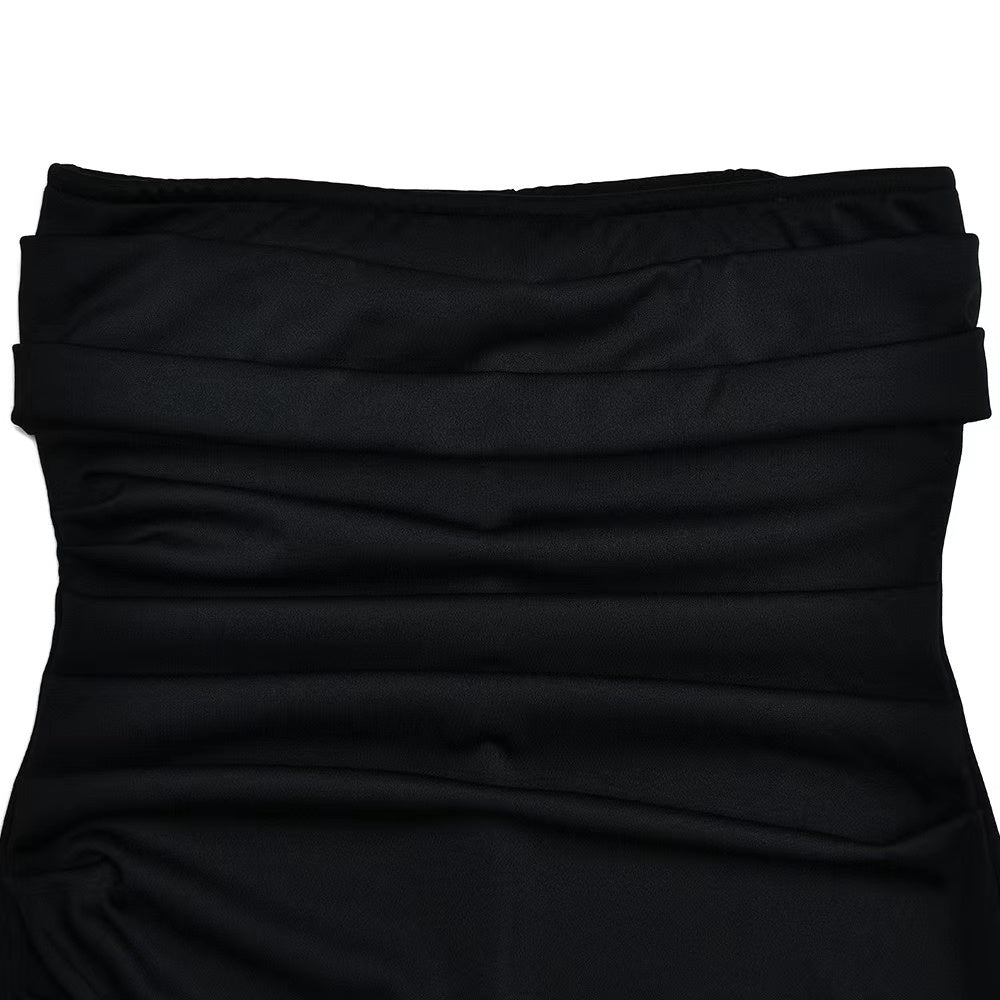 Black Off-shoulder Strapless Backless High Split Maxi Dress For Women Sleeveless Bodycon Club Party Evening Long Dress Clothes