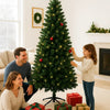 180/210/240cm Pop Up Pre - Lit Christmas Tree,Artificial Pine Needle & PVC Mixed Tree with Iron Base,Easy Setup Holiday Decoration - MAGUSTA BEAUTY