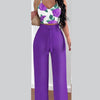 2 Piece Outfits For Women 2025 Sexy V - Neck Strap Shirred Slim Crop Top & Lace - up Wide Leg Pants Sets Elegant Office Lady Suit - MAGUSTA BEAUTY