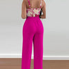 2 Piece Outfits For Women 2025 Sexy V - Neck Strap Shirred Slim Crop Top & Lace - up Wide Leg Pants Sets Elegant Office Lady Suit - MAGUSTA BEAUTY