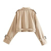 2024 Belt Cropped Trench Spring Jacket Women Vintage Streetwear Double Breasted Long Sleeve Top Female Coat Outfits - MAGUSTA BEAUTY