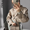 2024 Belt Cropped Trench Spring Jacket Women Vintage Streetwear Double Breasted Long Sleeve Top Female Coat Outfits - MAGUSTA BEAUTY