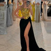 2024 New Arrival Women Gold Color Sexy Laced - up Tops 2 Pieces Bodycon Floor - Length Dress Celebrate Evening Party Prom Dress - MAGUSTA BEAUTY
