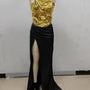 2024 New Arrival Women Gold Color Sexy Laced - up Tops 2 Pieces Bodycon Floor - Length Dress Celebrate Evening Party Prom Dress - MAGUSTA BEAUTY