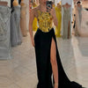 2024 New Arrival Women Gold Color Sexy Laced - up Tops 2 Pieces Bodycon Floor - Length Dress Celebrate Evening Party Prom Dress - MAGUSTA BEAUTY