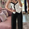2 Piece Sets Women Outfit Sexy One Shoulder Ruched Top & Casual Straight Leg Pants Suits for Female Spring 2024 Fashion New