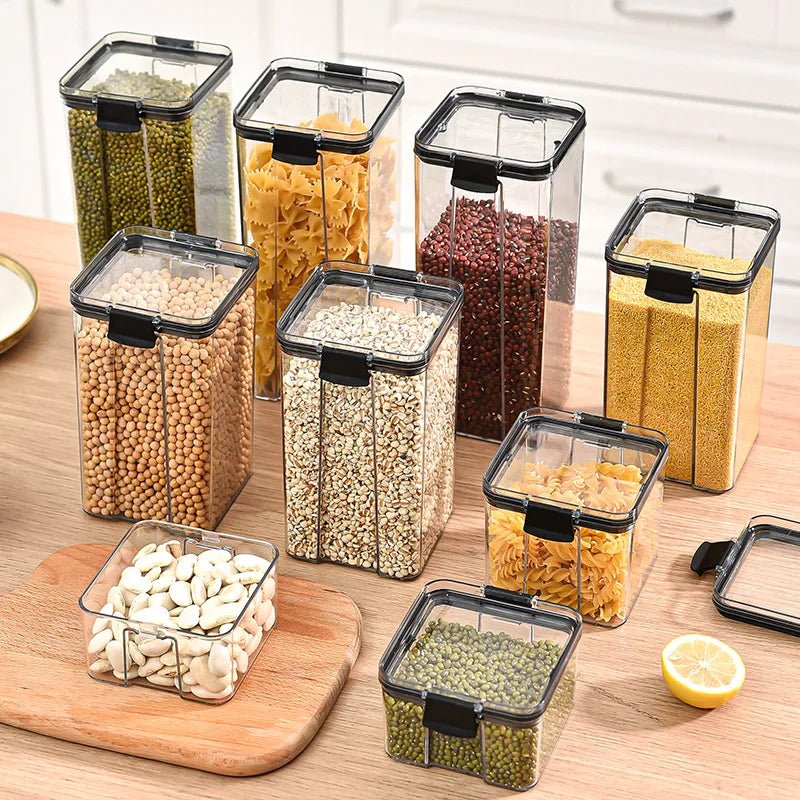 2/4PCS Sealed Jars Sets Stackable Kitchen Grain Srorage Sealed Containers Fridge Fresh Keep Boxes Seasoning Set Multigrain Tank - MAGUSTA BEAUTY