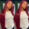 250 Density 99J Burgundy 13x6 Lace Frontal Human Hair Wigs Brazilian Colored 30 40 Inch Straight Red Lace Front Wigs Human Hair - MAGUSTA BEAUTY