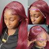 250 Density 99J Burgundy 13x6 Lace Frontal Human Hair Wigs Brazilian Colored 30 40 Inch Straight Red Lace Front Wigs Human Hair - MAGUSTA BEAUTY