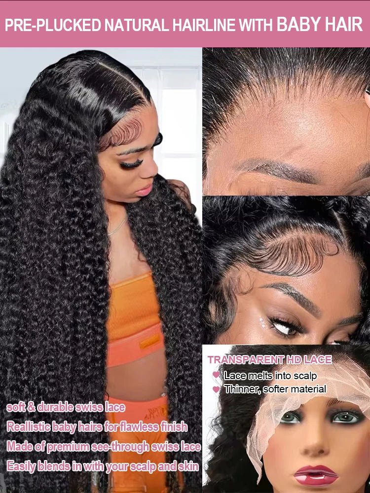 40 50 Inch HD 13x6 Deep Wave Lace Frontal Wigs Brazilian 13x4 Water Wave Curly Lace Front Human Hair Wigs For Women 300 Density - MAGUSTA BEAUTY