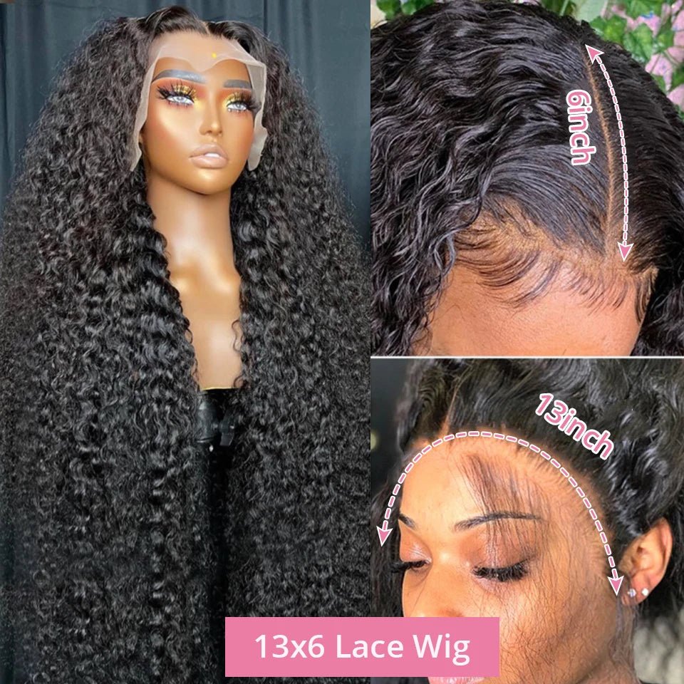 40 50 Inch HD 13x6 Deep Wave Lace Frontal Wigs Brazilian 13x4 Water Wave Curly Lace Front Human Hair Wigs For Women 300 Density - MAGUSTA BEAUTY