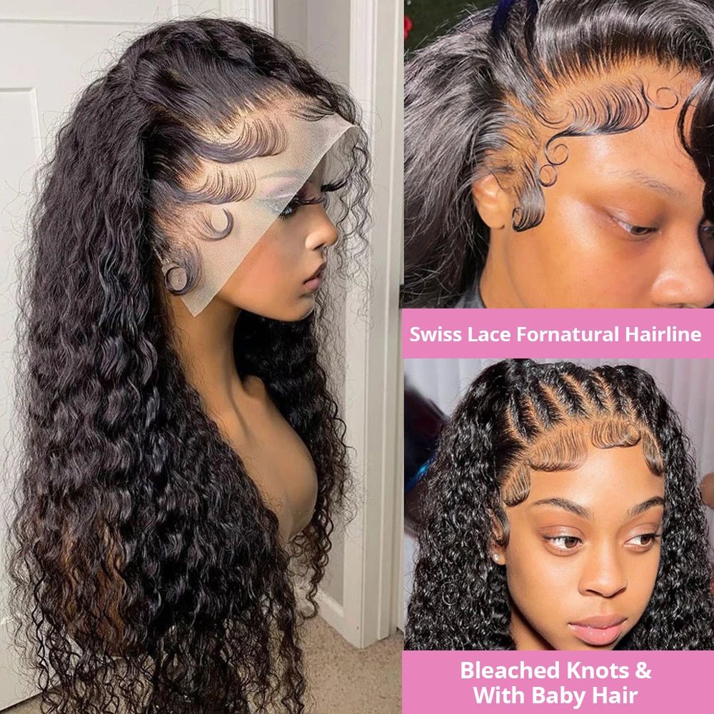 40 50 Inch HD 13x6 Deep Wave Lace Frontal Wigs Brazilian 13x4 Water Wave Curly Lace Front Human Hair Wigs For Women 300 Density - MAGUSTA BEAUTY
