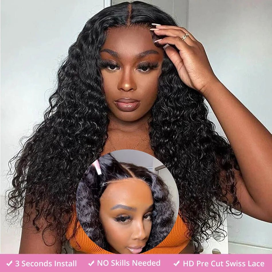 40 50 Inch HD 13x6 Deep Wave Lace Frontal Wigs Brazilian 13x4 Water Wave Curly Lace Front Human Hair Wigs For Women 300 Density - MAGUSTA BEAUTY