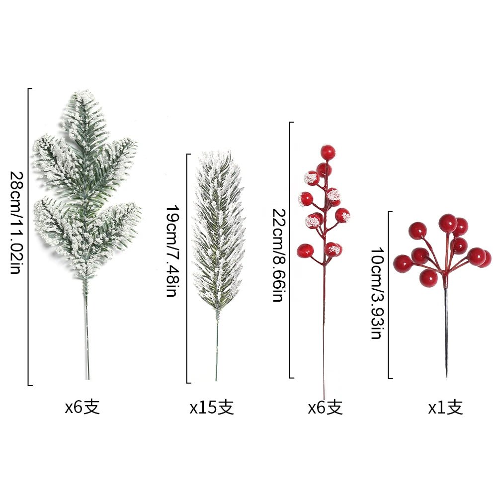 4/12/20Pcs Artificial Pine Needles Berry Set Vine Garland Accessories Christmas Tree Decoration Ornament for Home Decor New Year - MAGUSTA BEAUTY