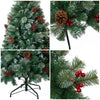 6/7FT Realistic Green Artificial Christmas Tree,Unlit,Decorated with Natural Pinecones & Holly Berries, Quick Setup,Metal Stand - MAGUSTA BEAUTY