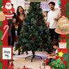 6/7FT Realistic Green Artificial Christmas Tree,Unlit,Decorated with Natural Pinecones & Holly Berries, Quick Setup,Metal Stand - MAGUSTA BEAUTY