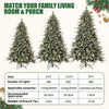 6Ft/7.5Ft/9Ft Pre - Lit Snow Flocked Christmas Tree 8 - Modes LED Lights Prelit Artificial Tree With Fake Pine Cones For Home Decor - MAGUSTA BEAUTY