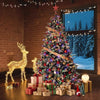 6Ft/7.5Ft/9Ft Pre - Lit Snow Flocked Christmas Tree 8 - Modes LED Lights Prelit Artificial Tree With Fake Pine Cones For Home Decor - MAGUSTA BEAUTY