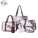 6/Piece Set Mother Handbag Vintage Tote Bags Printed High Quality Women's Bag Trend One Shoulder Crossbody Women Handbags Purse - MAGUSTA BEAUTY