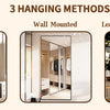Large Mirror Full Length 34"x76", Floor Body Mirror with Stand, Metal Frame Wall-Mounted Vanity Mirror, Hanging Leaning