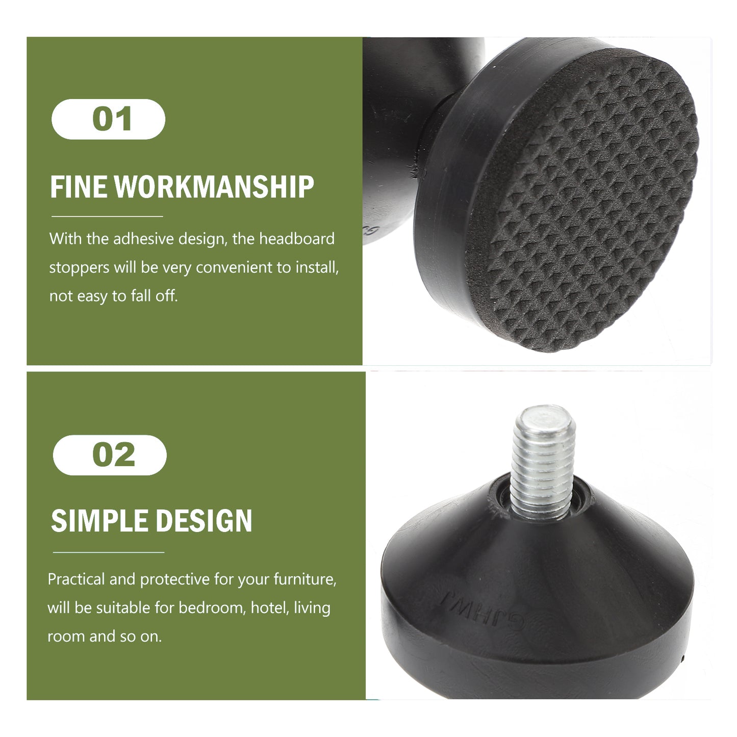 2 Pcs Adjustable Bed Frame Furniture Fall Preventer Stoppers Anti-shake Tool Holder 4.2X4CM Headboard Wall Black Plastic