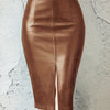 Sexy Leather Slim Slit Skirts, Casual PU Fashion Bodycon Skirts, Women's Clothing