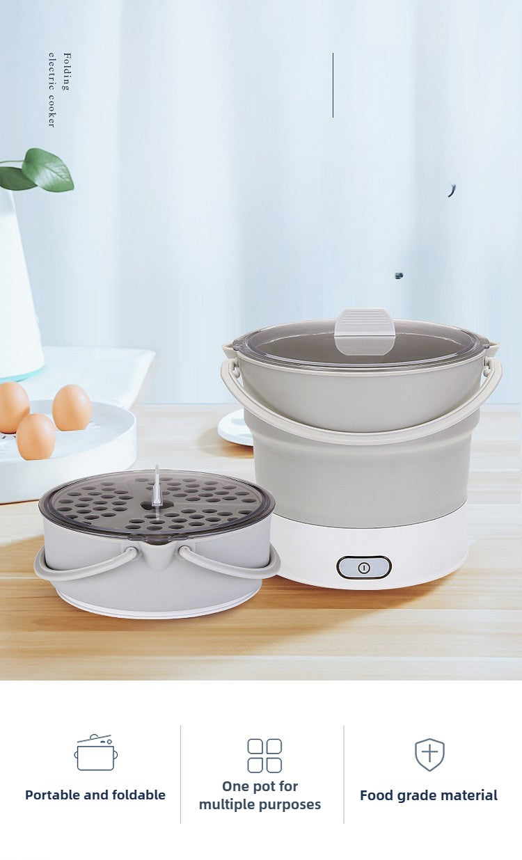 Foldable Electric Cooker 220V Mini Multifunction Hot Pot Food Steamer Cooking Machine for Dormitory Noodle Cooker for Travel