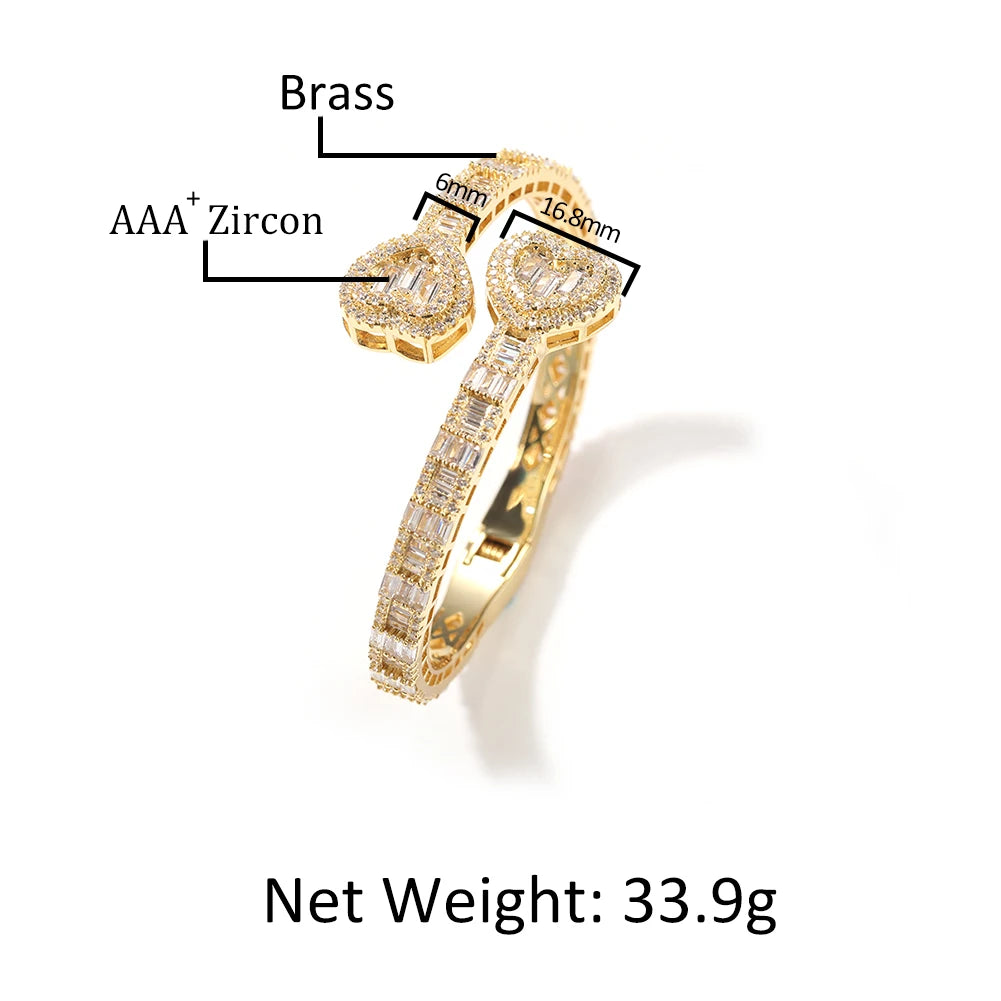 THE BLING KING Lovely Jewelry Set For Women Heart Shaped Chain Necklace Adjustable Heart Bracelet Open Heart Ring Heart Earring