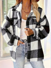 Plaid Pattern Button Front Jacket, Elegant Long Sleeve Warm Outerwear For Fall & Winter, Women's Clothing