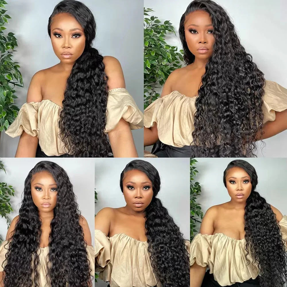 250 Density 30 Inch Invisible Strap Water Wave Curly 360 Full Hd Lace Front Human Hair Wig Glueless Wig Deep Wave Frontal Wig