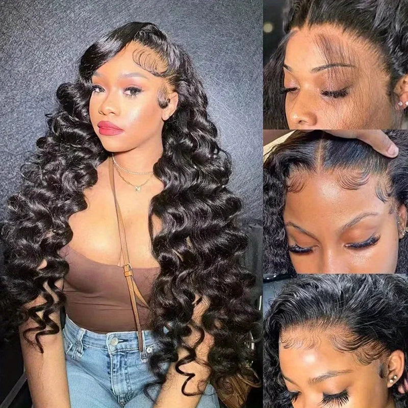 Alimice Cheap Price 4x4 Lace Closure Loose Deep Wave Human Hair Wig Glueless Transparetn Lace Closure Human Hair Wig 4x4