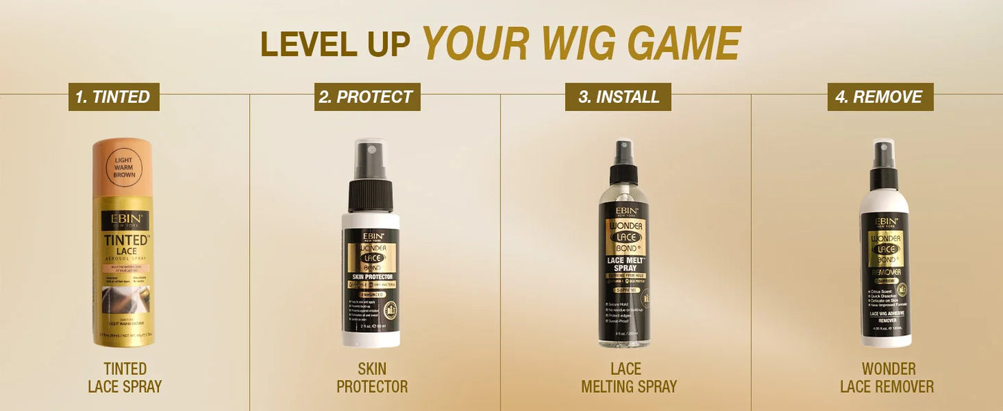 Ebin New York Tinted Lace Aerosol Spray 2.7oz/ 80ml - Quick Dry, Natural Tint, Ideal for Seamless Lace Blending