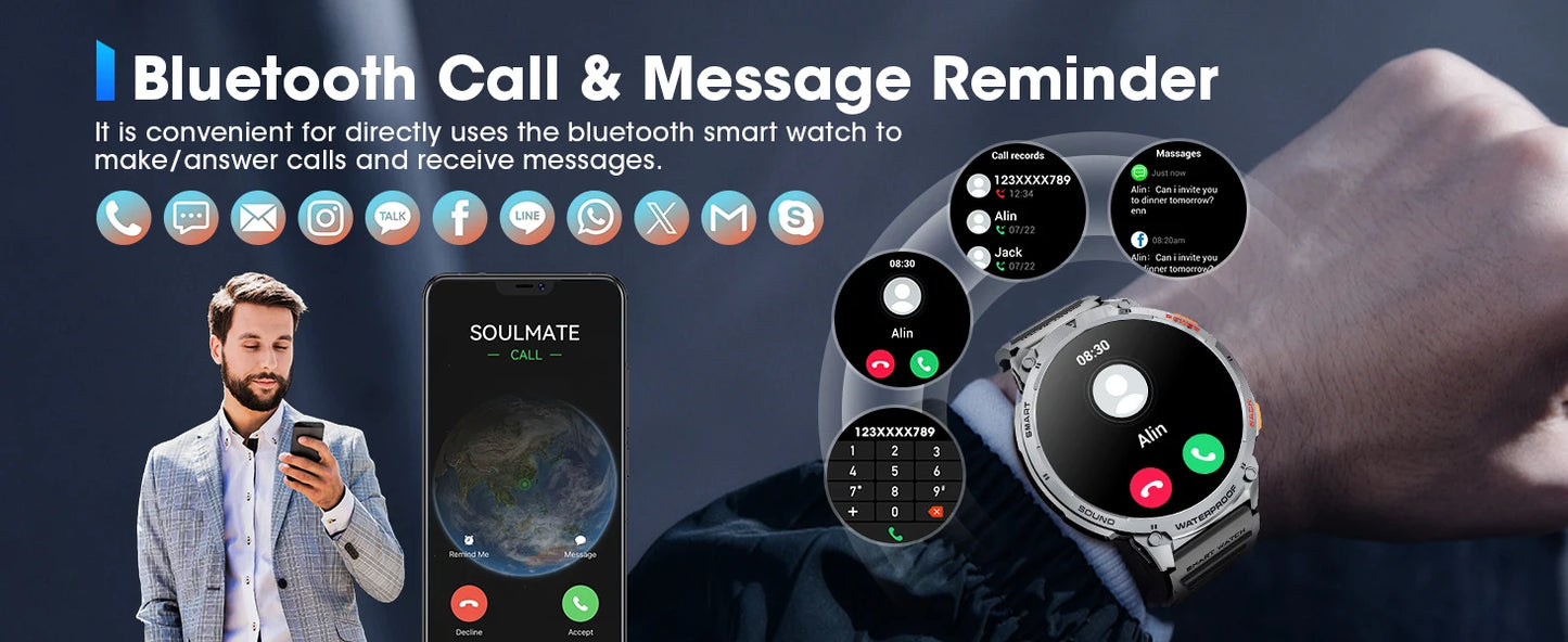 Karchilor smart watches for men 2025 Women'S Smartwatch Bluetooth Call 1.85 High-Definition Screen  Fitness Sports Waterproof