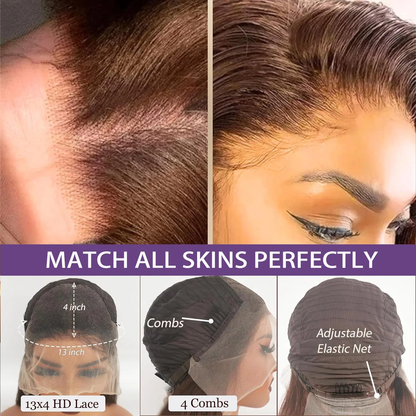 13x4 Transparent HD Lace Frontal Wig Short Bob Wig Human Hair Chocolate Brown #4 Lace Front Wigs Pre Plucked Short Straight Wig