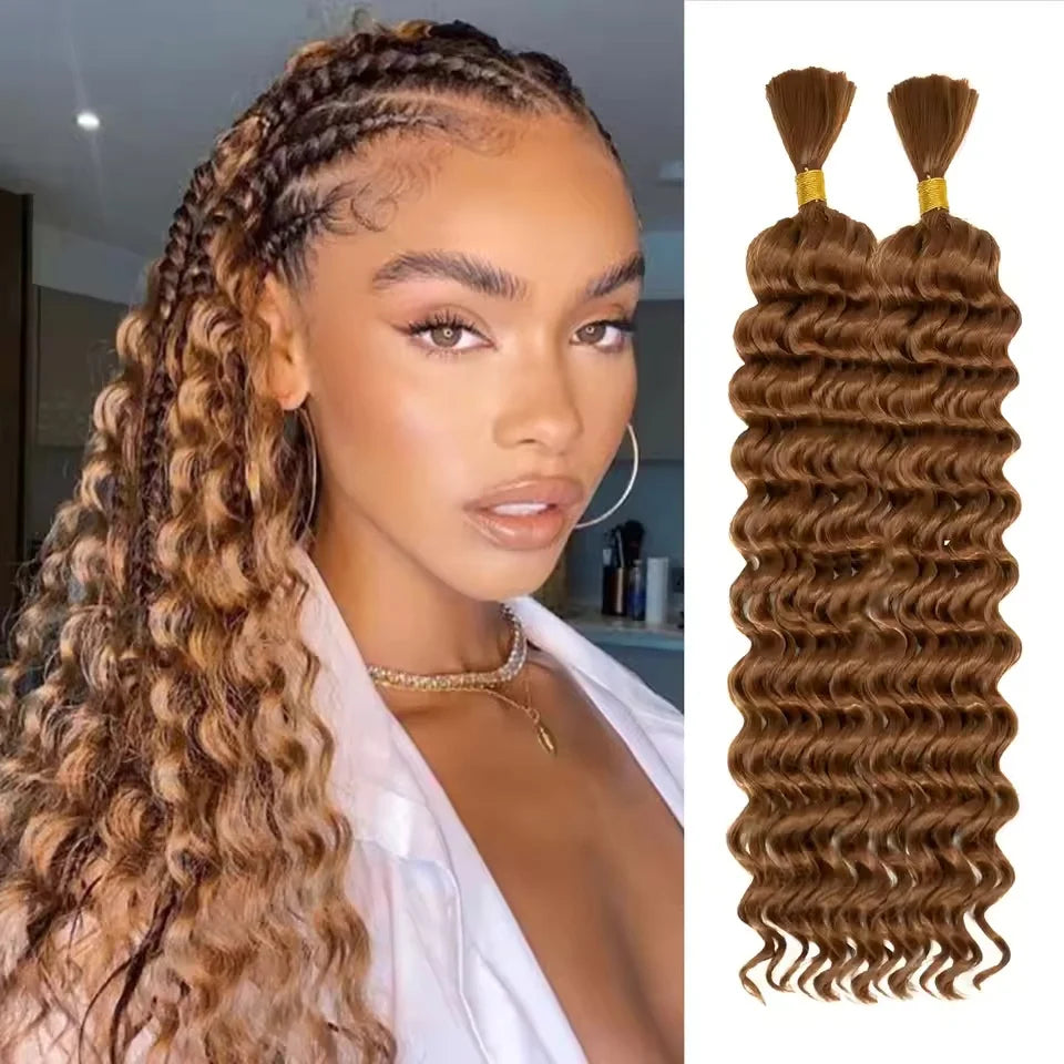 AOSIQUEEN Synthetic Deep Wave Bulk hair For Braiding No Weft Deep Wave For Braiding Micro Faux Braiding Hair for Boho Braids