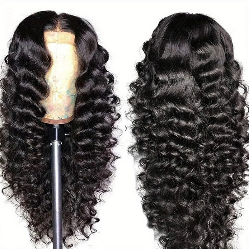Alimice Cheap Price 4x4 Lace Closure Loose Deep Wave Human Hair Wig Glueless Transparetn Lace Closure Human Hair Wig 4x4